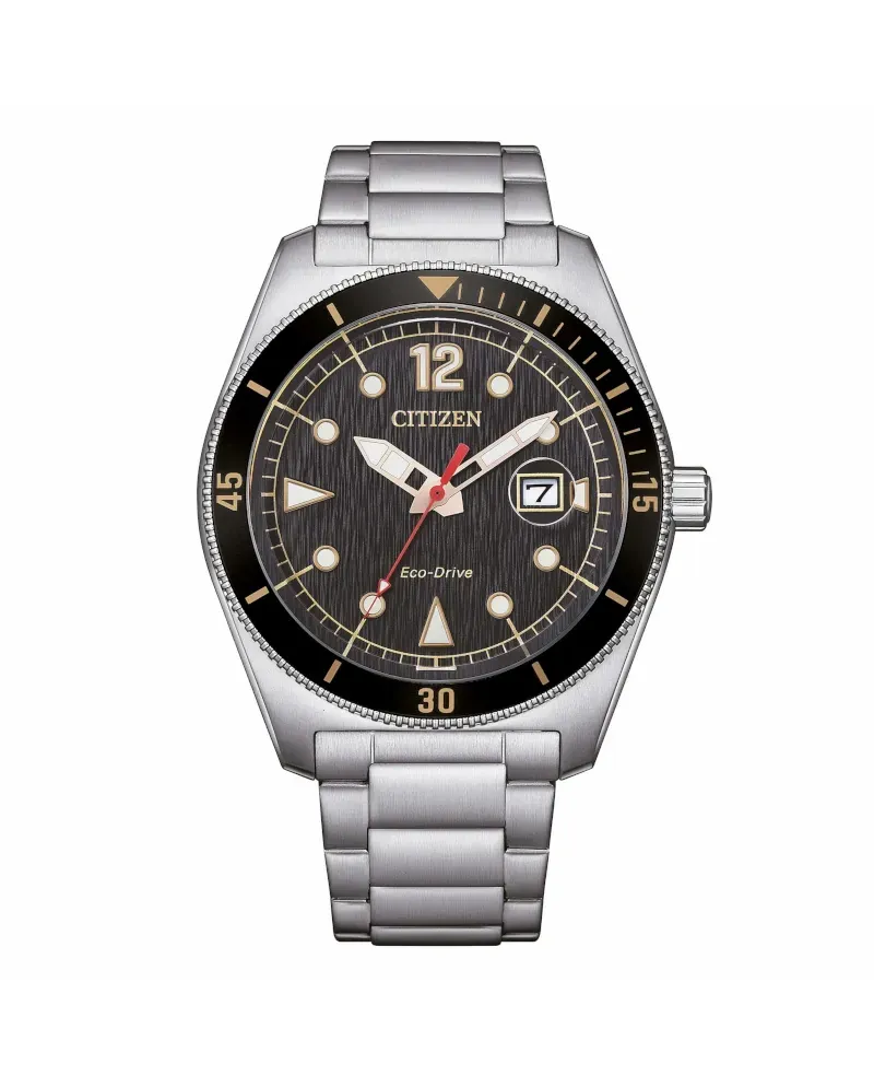 Citizen Marine OF Eco Drive Watch with Black Dial and Steel Strap