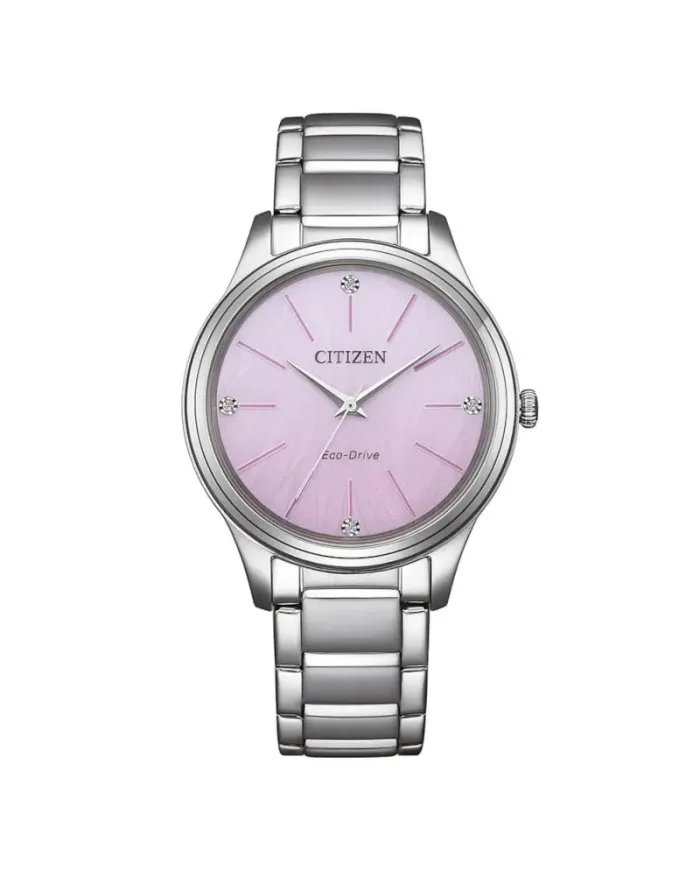 Montre Citizen Lady Eco-Drive avec cadran rose et bracelet en acier