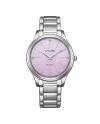 Citizen Lady Eco Drive Watch with Pink Dial and Steel Strap
