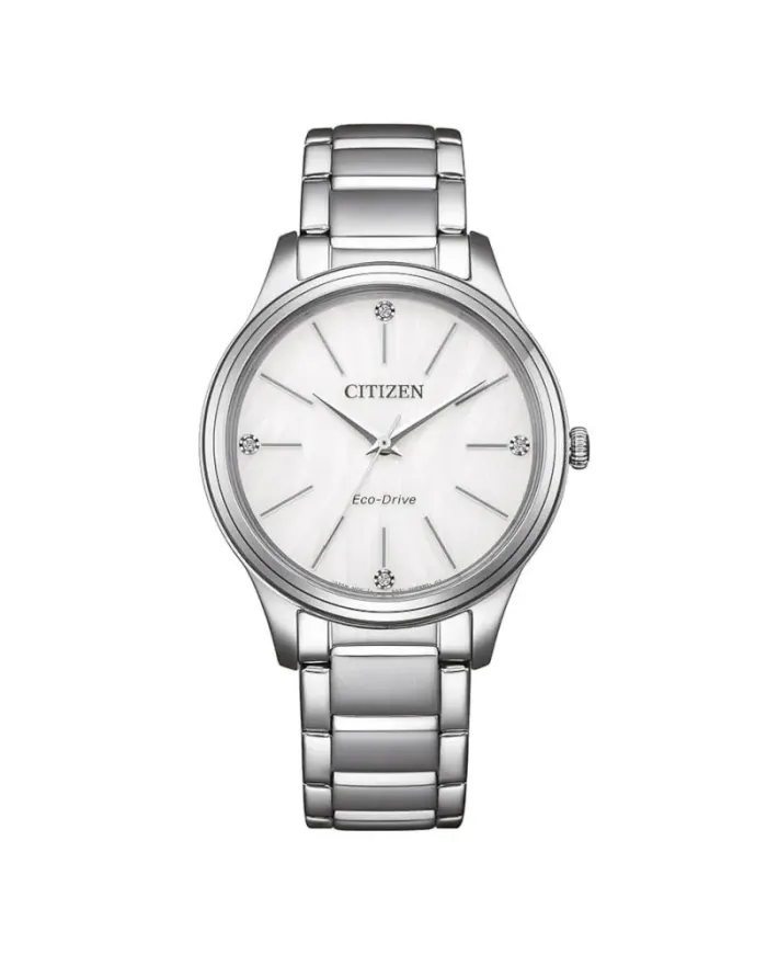 Montre Citizen Lady Eco-Drive avec cadran blanc et bracelet en acier