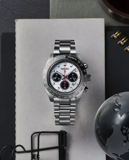 Seiko Prospex Speedtimer Solar Chronograph Silver Dial Steel Strap