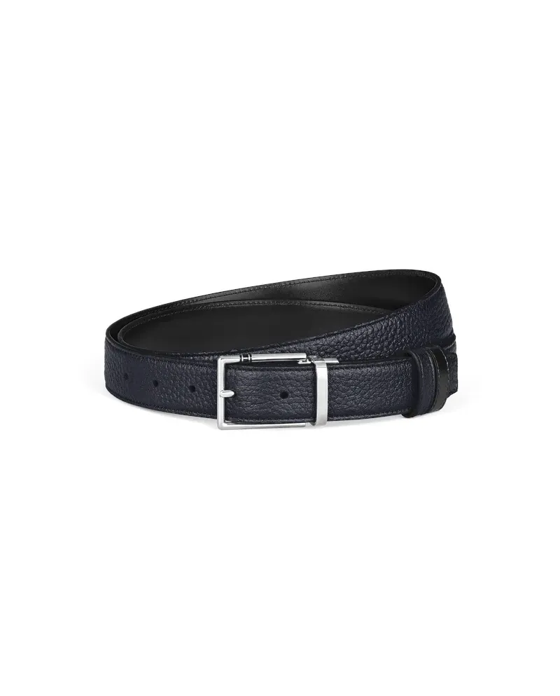 Montblanc Meisterstuck Reversible Leather Belt in Blue/Black with Rectangular Buckle 35 mm