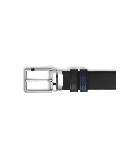 Montblanc Meisterstuck Reversible Leather Belt in Blue/Black with Rectangular Buckle 35 mm