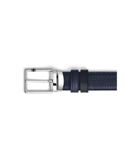 Montblanc Meisterstuck Reversible Leather Belt in Blue/Black with Rectangular Buckle 35 mm