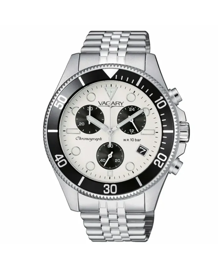 Cronografo Vagary Aqua39 in Acciaio Quadrante Bianco Cinturino Acciaio