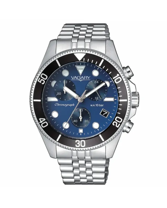 Cronografo Vagary Aqua39 Quadrante Blu Cinturino Acciaio