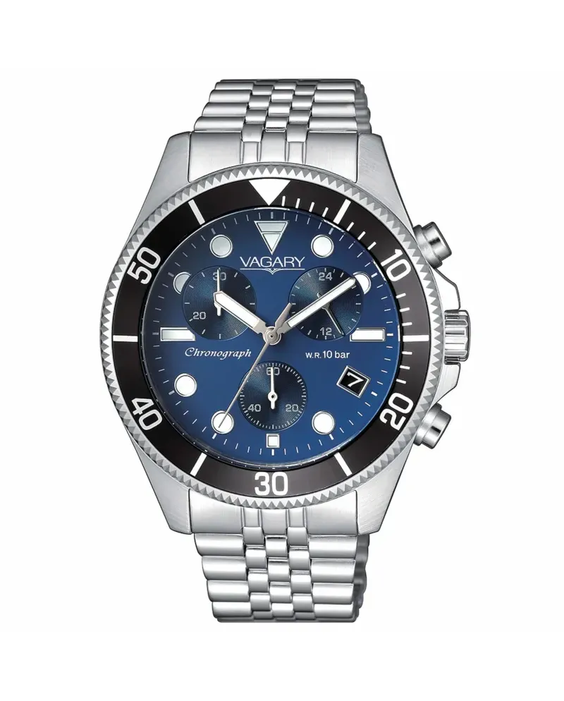 Cronografo Vagary Aqua39 Quadrante Blu Cinturino Acciaio