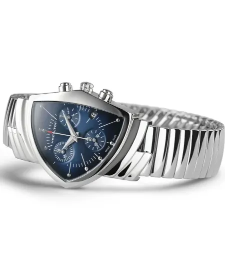Montre Hamilton Ventura Chrono Quartz à bracelet en acier bleu
