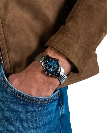 Hamilton Ventura Chrono Quartz Blue Steel Strap Watch