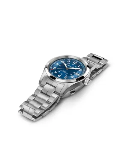 Hamilton Khaki Field Auto 38mm Blue Watch with Steel Strap