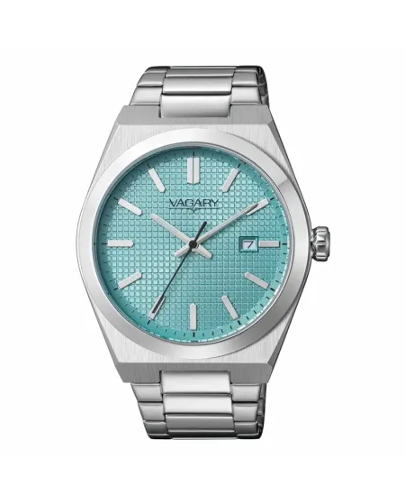 Vagary Timeless Steel Watch with Turquoise Dial and Steel Strap
