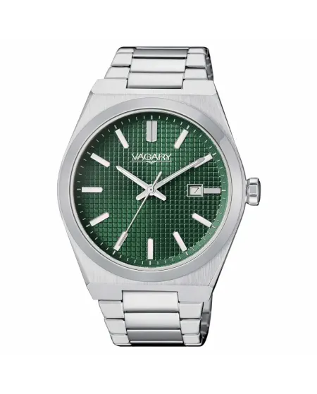Vagary Timeless Steel Watch with Green Dial and Steel Strap