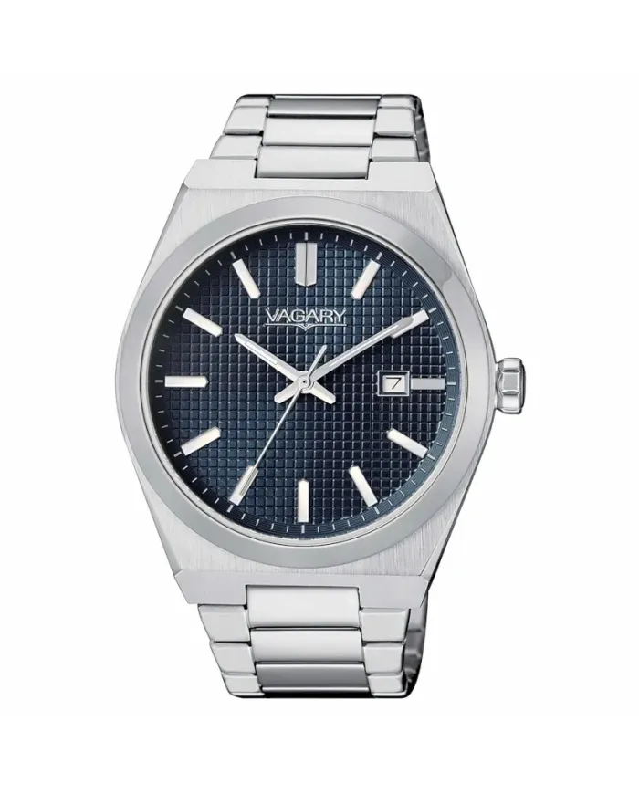 Vagary Timeless Steel Watch with Blue Dial and Steel Strap