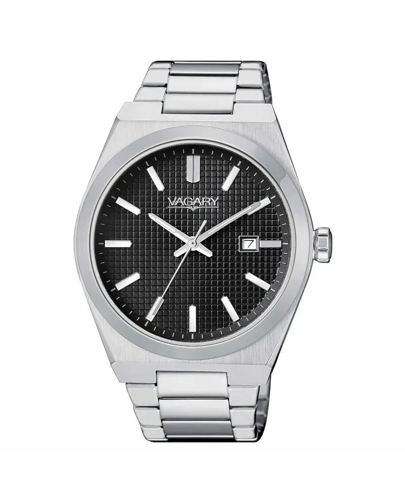 Vagary Timeless Steel Watch with Black Dial and Steel Strap