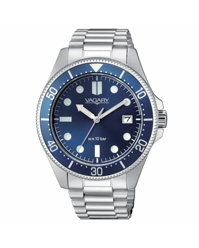 Orologio Vagary Aqua39 41 mm in Acciaio Quadrante Blu Cinturino Acciaio