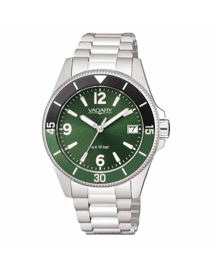 Orologio Vagary Aqua39 37 mm in Acciaio Quadrante Verde Cinturino Acciaio