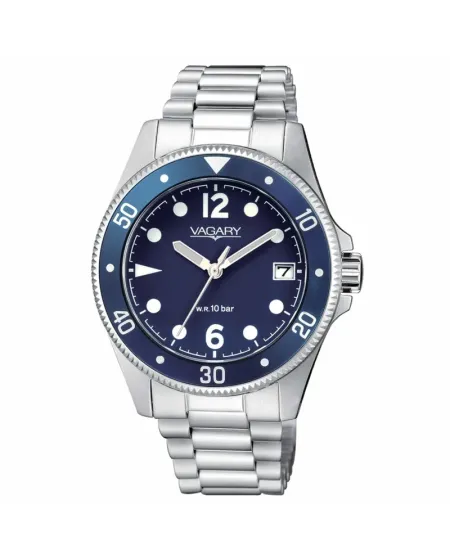 Montre Vagary Aqua39 37 mm en acier avec cadran bleu et bracelet en acier
