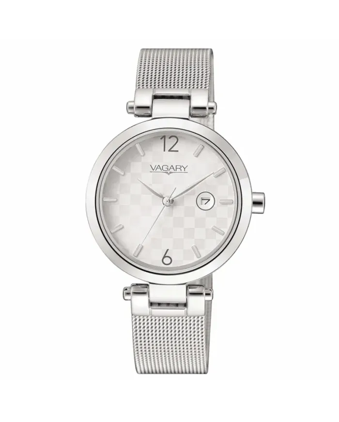 Vagary Flair Steel Watch with White Mother-of-Pearl Dial and Steel Strap