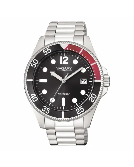 Orologio Vagary Aqua39 41 mm Quadrante Nero Cinturino Acciaio