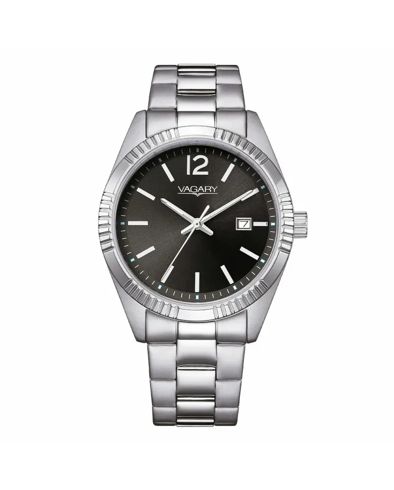 Montre Vagary Timeless, cadran noir, bracelet en acier