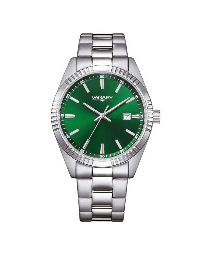 Vagary Timeless Watch Green Dial Steel Strap