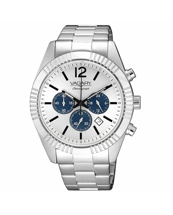 Chronographe Vagary Timeless, cadran argenté, bracelet en acier