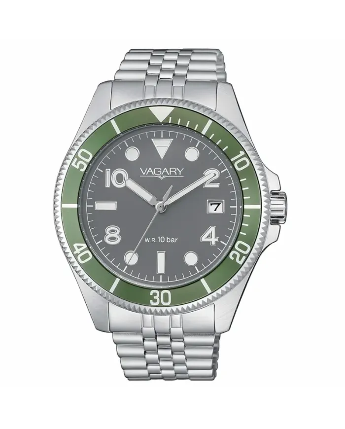 Montre Vagary Aqua39 41 mm, cadran gris, bracelet en acier