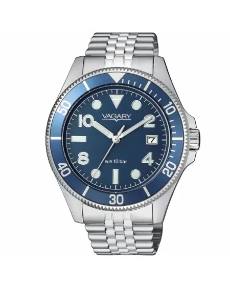 Vagary Aqua39 41mm Watch Blue Dial Steel Strap