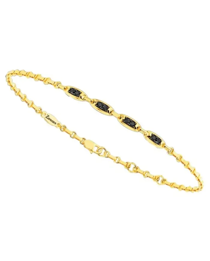 Bracciale da Uomo Zancan Insignia in Oro Giallo con Diamanti Neri