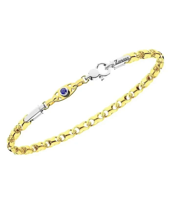 Bracelet pour homme Zancan Insignia en or bicolore avec saphir bleu