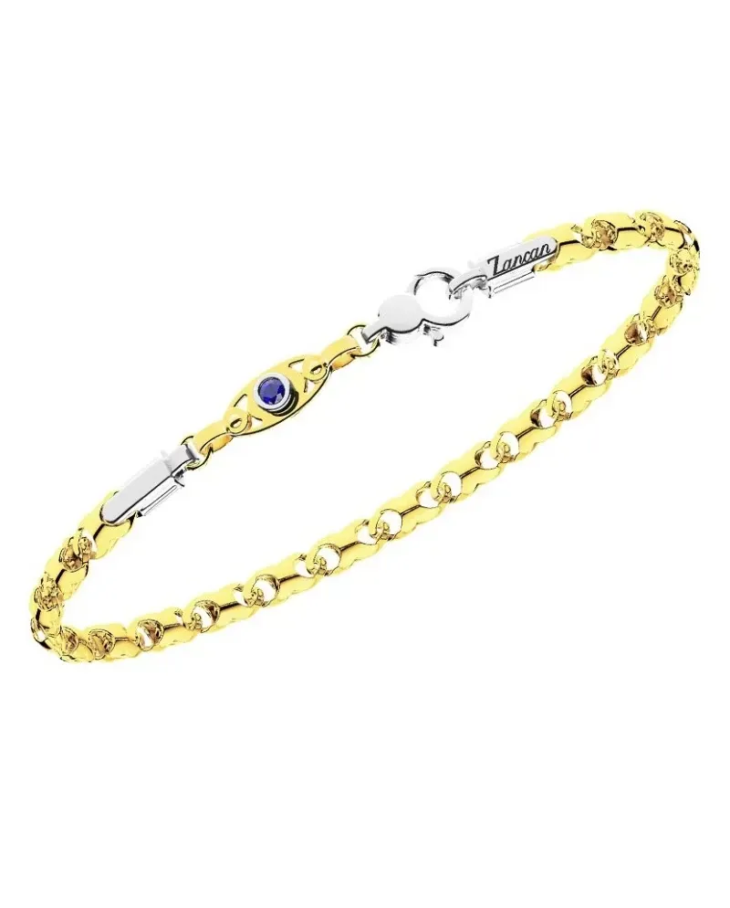 Bracelet pour homme Zancan Insignia en or bicolore avec saphir bleu