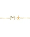 Bracciale Fiore Roberta Scrabble in Oro Giallo e Diamanti con Lettera "M" e Bimbo