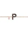 Bracelet Roberta Scrabble Fleur en or rose et diamants noirs avec la lettre « P »