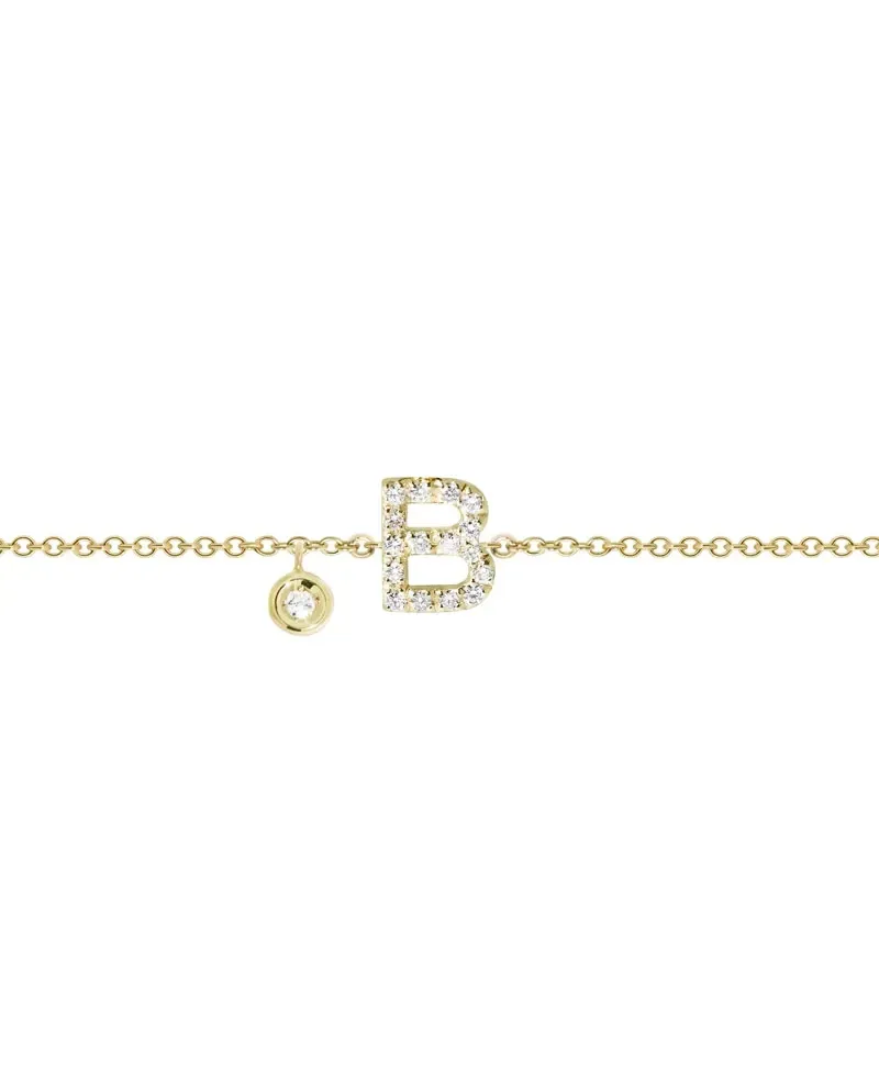 Bracelet Roberta Scrabble Fleur en or jaune et diamants avec la lettre « B »