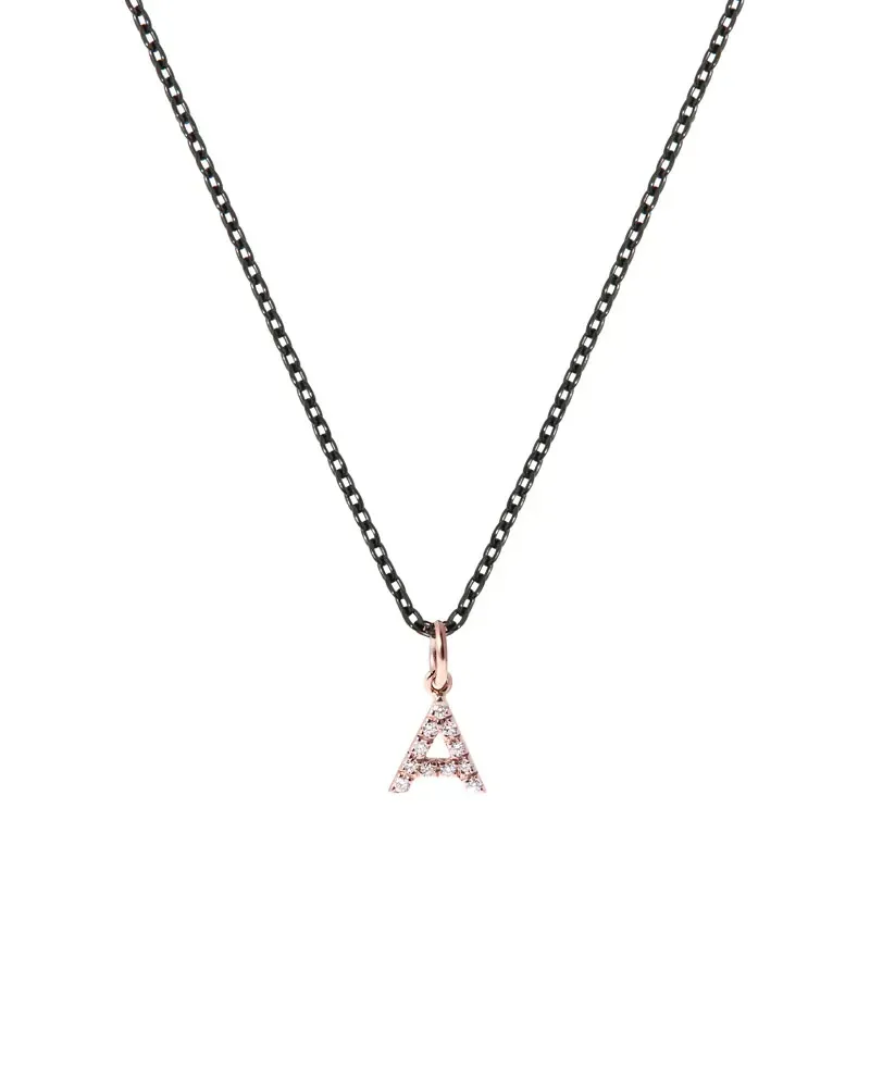 Roberta Scrabble Flower Necklace in Rose Gold, Silver, and Diamonds with the Letter "A"