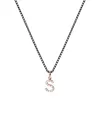 Roberta Scrabble Flower Necklace in Rose Gold, Silver, and Diamonds with the Letter "S"