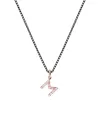 Collier Roberta Scrabble Fleur en or rose, argent et diamants avec la lettre « M »