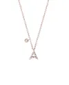 Roberta Scrabble Flower Necklace in Rose Gold and Diamonds with the Letter "A"