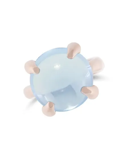Roberta Candy Flower Ring in Rose Gold with Sky Blue Topaz