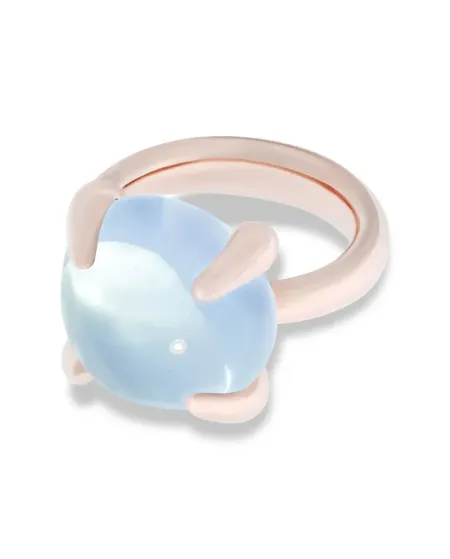 Anello Fiore Roberta Candy in Oro Rosa con Topazio Blu Sky