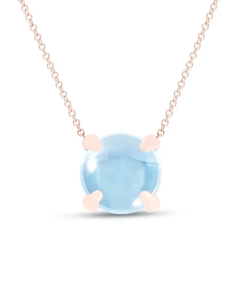 Roberta Candy Rose Gold Flower Necklace with Sky Blue Topaz