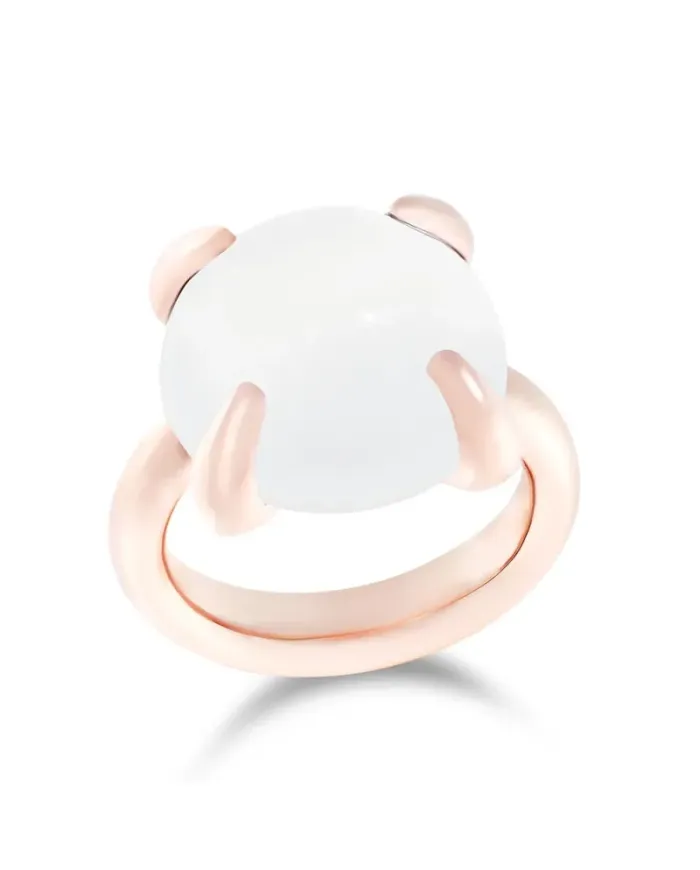 Bague Roberta Candy en or rose avec fleur et lune blanche