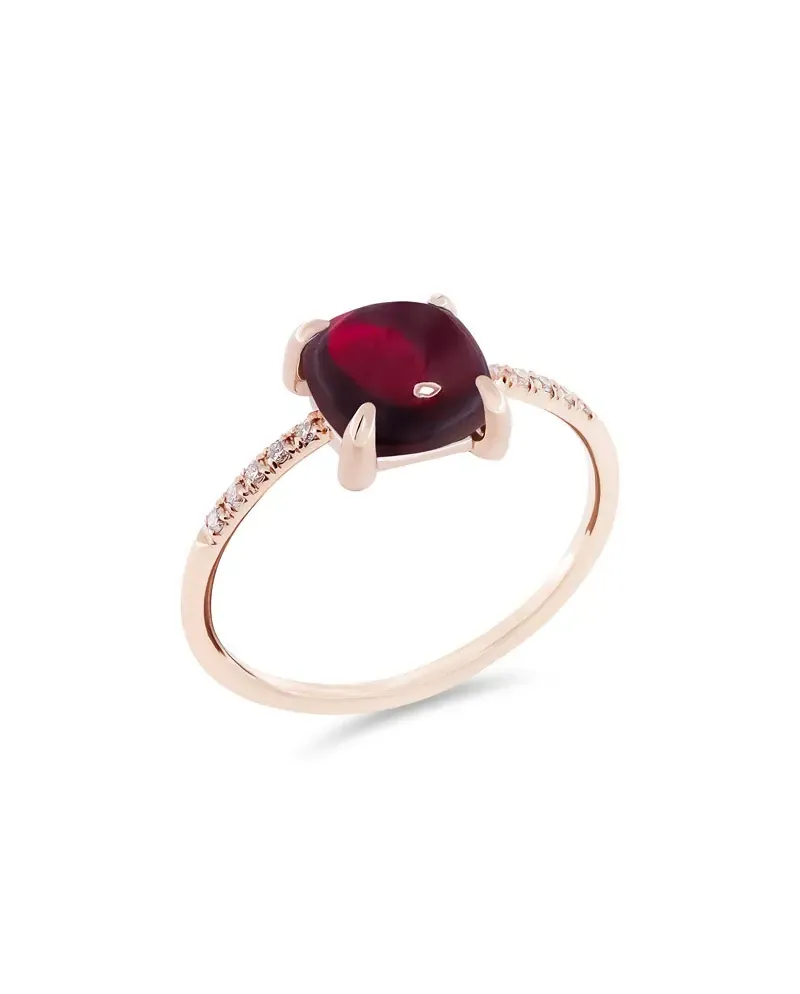 Roberta Candy Flower Ring in Rose Gold with Garnet and Diamonds
