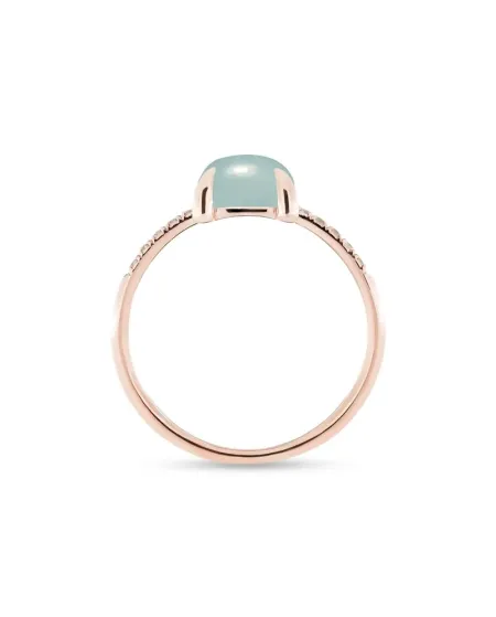 Roberta Candy Flower Ring in Rose Gold with Milky Blue Aquamarine and Diamonds