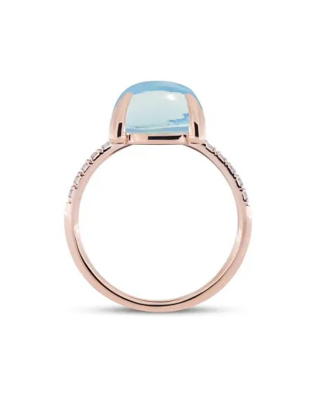 Bague Roberta Candy Flower en or rose avec topaze bleu ciel et diamants