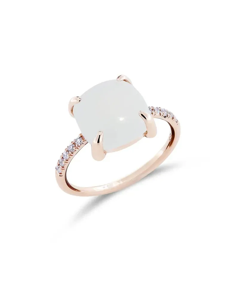 Roberta Candy Rose Gold Flower Ring with White Moon and Diamonds