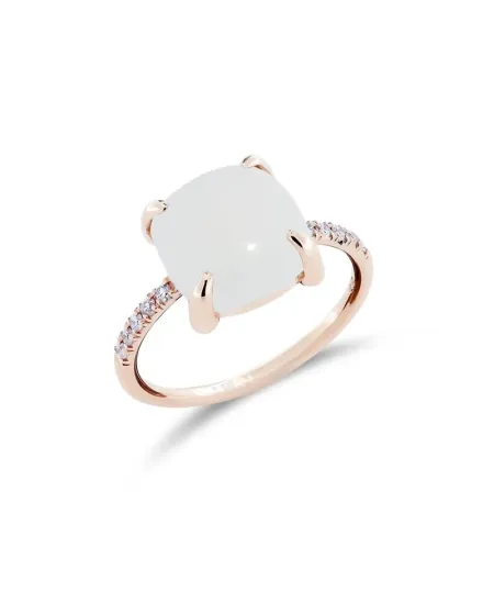 Bague Roberta Candy en or rose avec fleur, lune blanche et diamants