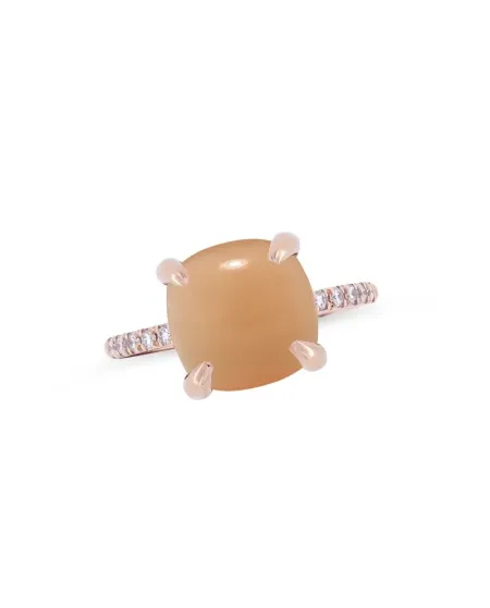 Bague Roberta Candy Flower en or rose avec lune orange et diamants