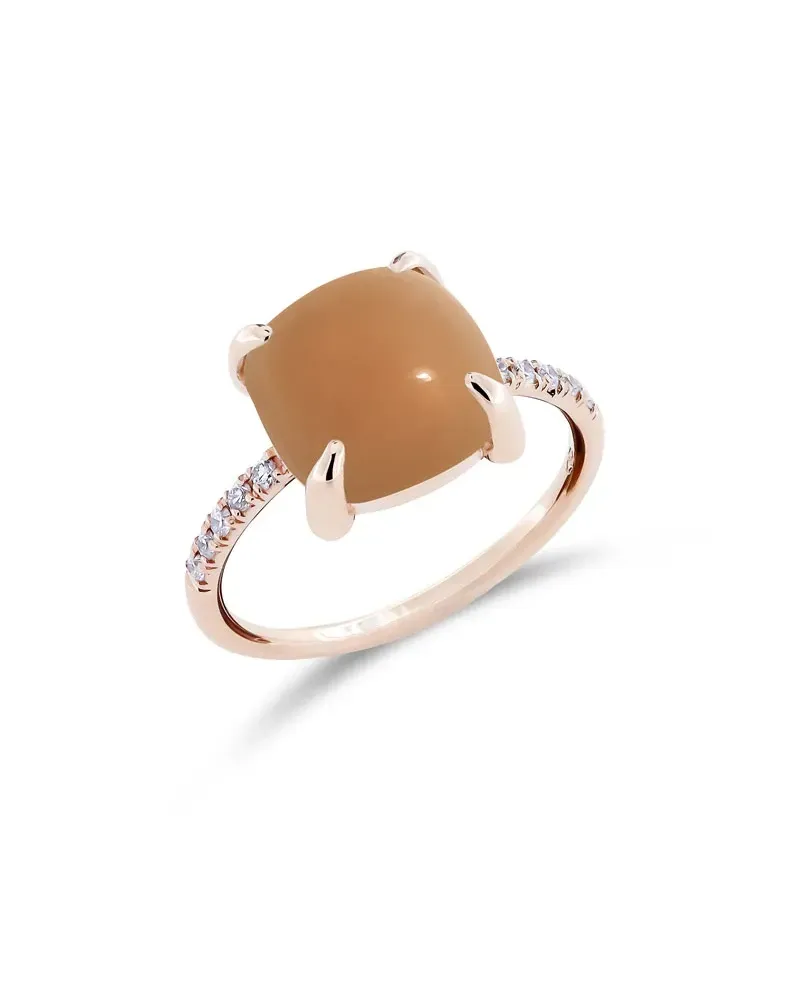 Roberta Candy Flower Ring in Rose Gold with Orange Moon and Diamonds