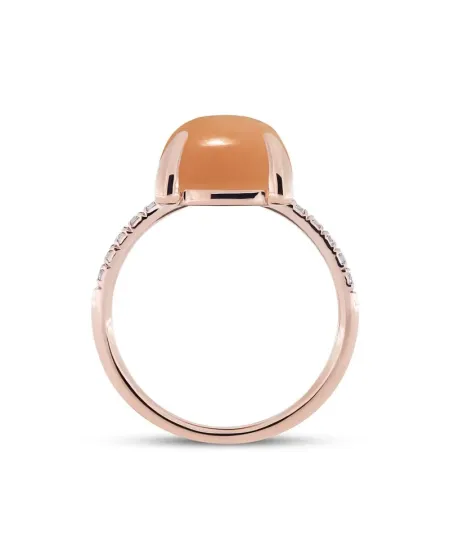 Bague Roberta Candy Flower en or rose avec lune orange et diamants